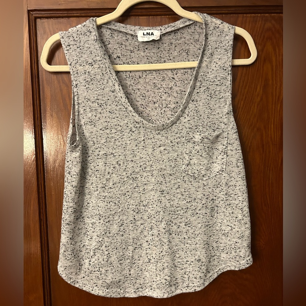 LNA Speckled Cropped Tank Top Grey Black Size Small